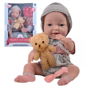 WOOPIE ROYAL Lalka Bobas 36 cm w Ubranku z Misiem Akcesoria do Karmienia