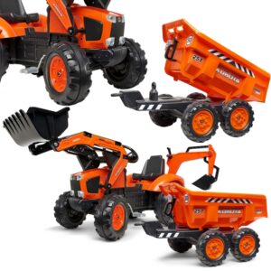FALK Traktorek Kubota Pomarańczowy z Przyczepką od 3 Lat