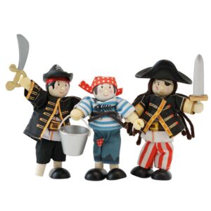 Drewniane lalki piraci zestaw, zabawka dla dzieci statek figurki Le Toy Van